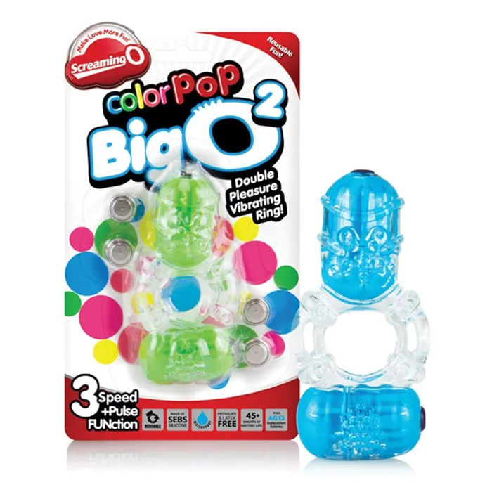 Male Sex Toys Screaming O ColorPoP Big O 2 Assorted Colours blue or green Cock Ring