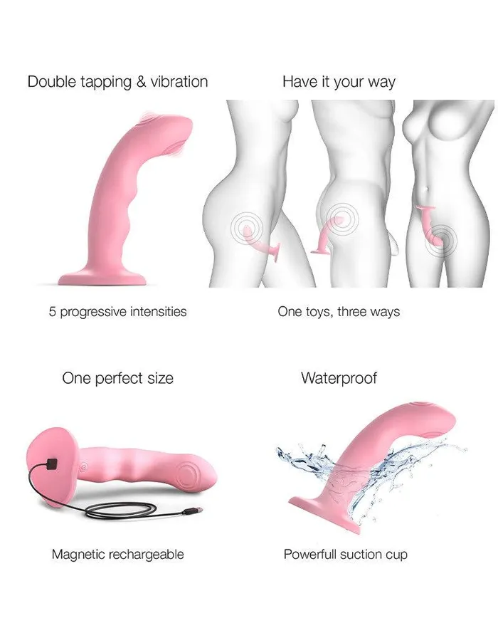 Strap-On-Me - Wave - Tapping Dildo - Met Tapping Functie - Roze | Strap-On-Me Female Sex Toys