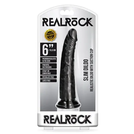 Female Sex Toys Shots America RealRock Realistic 6 in Slim Dildo With Suction Cup Black Female Sex Toys Shots America RealRock Realistic 6 in Slim Dildo With Suction Cup Black