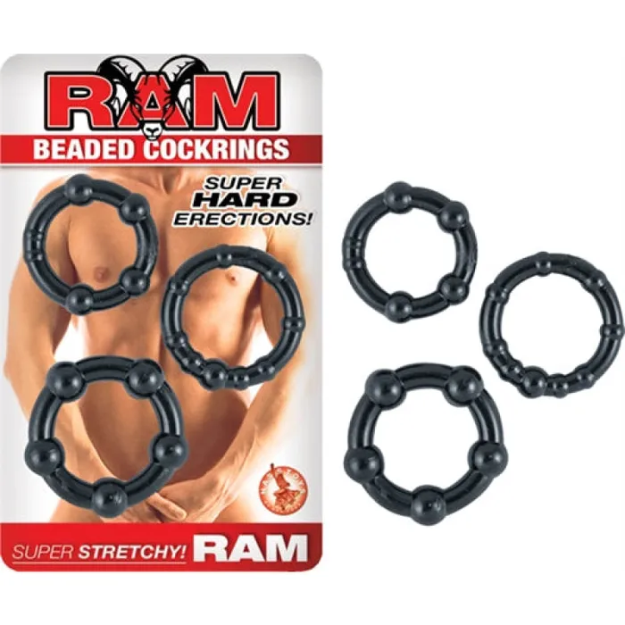Nasstoys Anal Ram Beaded Cockrings Black