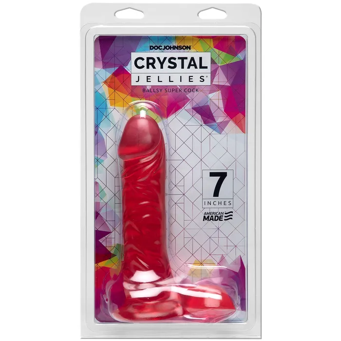 Anal Doc Johnson Crystal Jellies 7 Inch Ballsy Supercock Pink