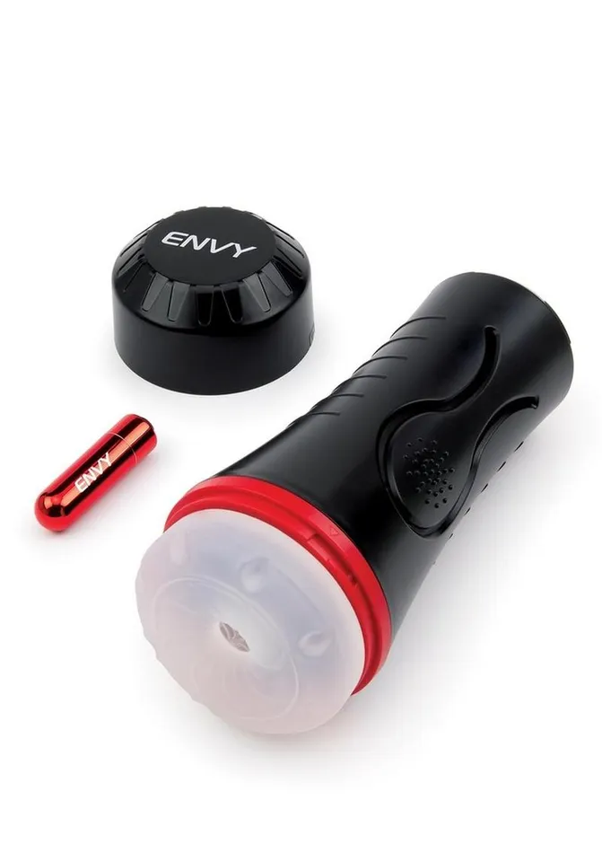 Envy Toys Squeezable Clear Clutch Vibrating Discreet Textured Stroker Envy Toys Male Sex Toys