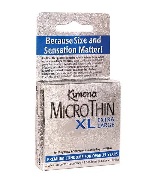Male Sex Toys Paradise Marketing Kimono Microthin XL Condoms Pack of 3