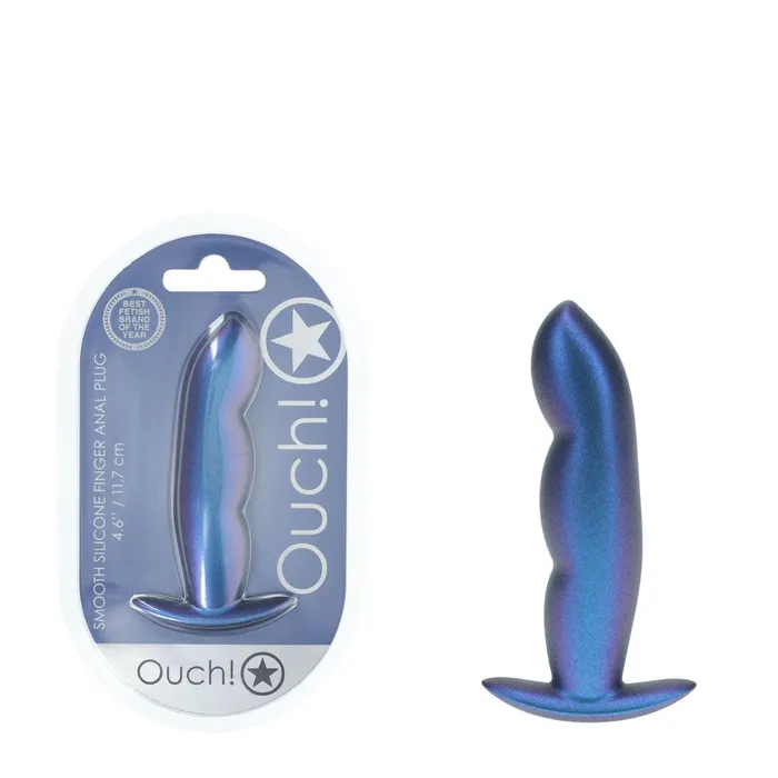 Shots Toys Anal OUCH Finger Anal Plug Metallic Blue 117 cm Butt Plug