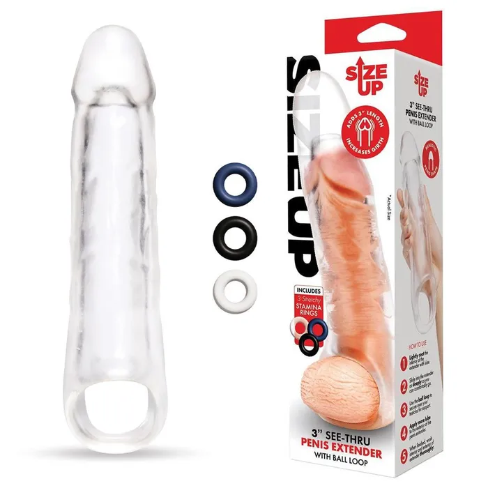 Size Up 3 Inch SeeThru Penis Extender with Ball Loop Clear 76 cm Xgen Products Male Sex Toys Size Up 3 Inch SeeThru Penis Extender with Ball Loop Clear 76 cm Xgen Products Male Sex Toys