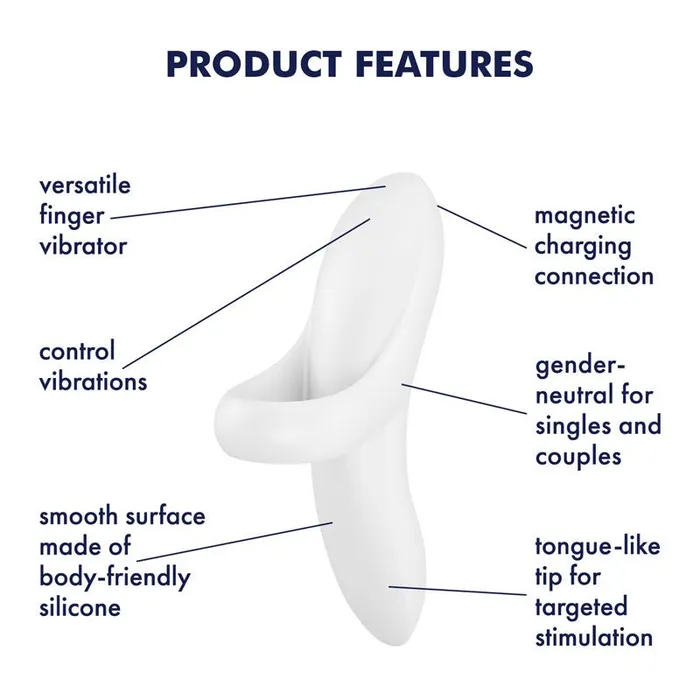 Vibrators Satisfyer Satisfyer Bold Lover White USB Rechargeable Finger Stimulator Vibrators Satisfyer Satisfyer Bold Lover White USB Rechargeable Finger Stimulator