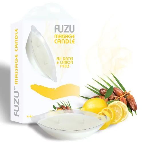 Couples Doctor Love Fuzu Massage Candle Fiji Dates Lemon Peel 4 Oz