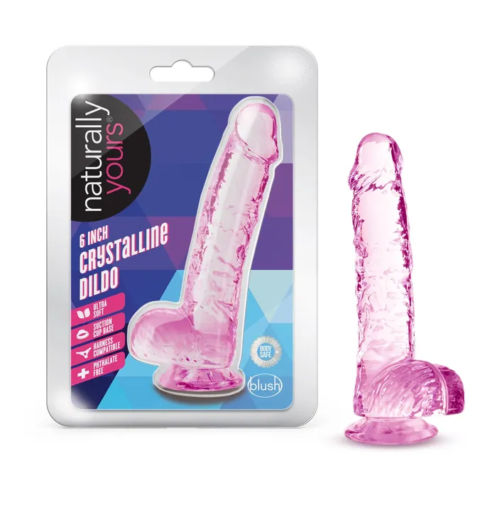 Dildos Blush Novelties Naturally Yours 6 Inch Crystalline Dildo Rose