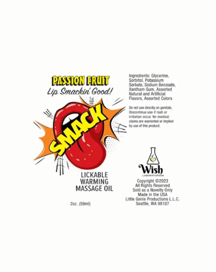 Little Genie Smack Warming and Lickable Massage Oil Passion Fruit 2 Oz Couples Little Genie Smack Warming and Lickable Massage Oil Passion Fruit 2 Oz Couples
