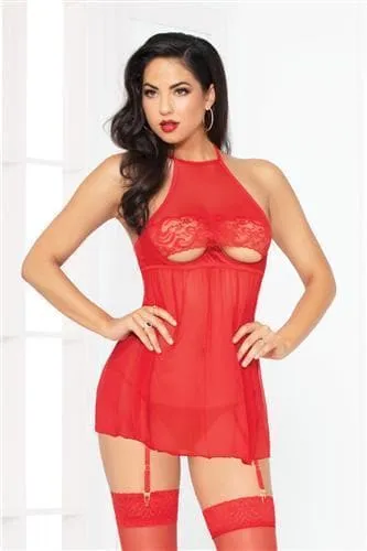 Seven Til Midnight Teddies And Bodies Mesh Babydoll Wthong Red One Size Seven Til Midnight Teddies And Bodies Mesh Babydoll Wthong Red One Size