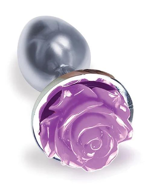 Icon Brands Anal Silver Starter Floral Rose Plug