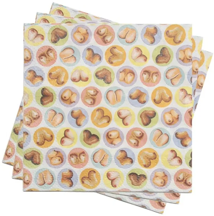 Male Sex Toys Candy Prints Dirty Napkins MiniBoob Style Napkins 8 X Pack