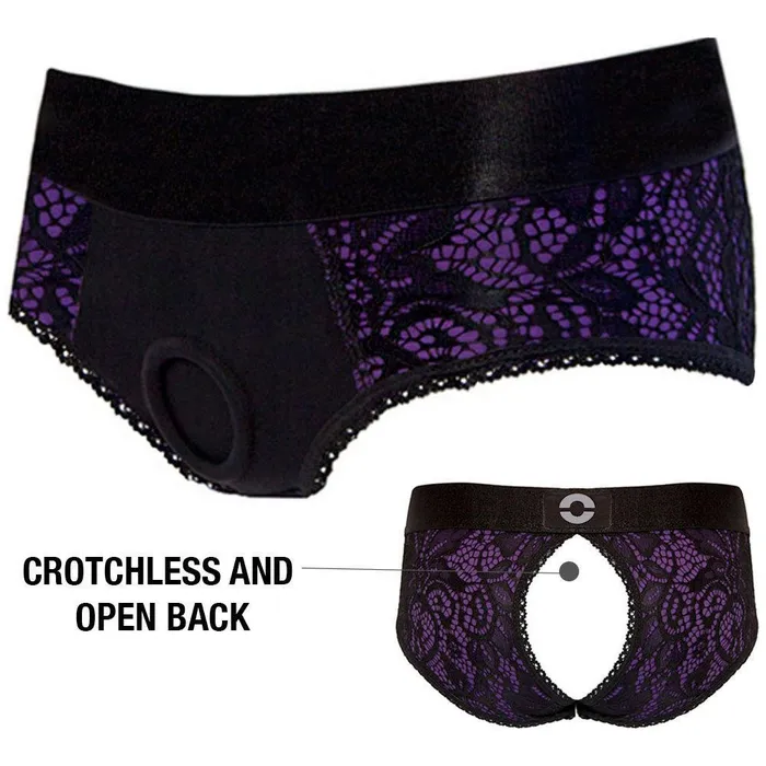 RodeoH Vibrators Black Purple Crotchless Panty Harness