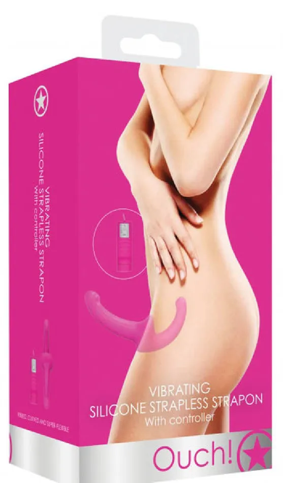 Shots Media Female Sex Toys Vibrating Silicone Strapless StrapOn Pink