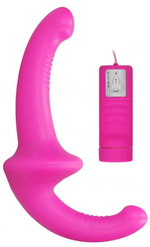 Shots Media Female Sex Toys Vibrating Silicone Strapless StrapOn Pink