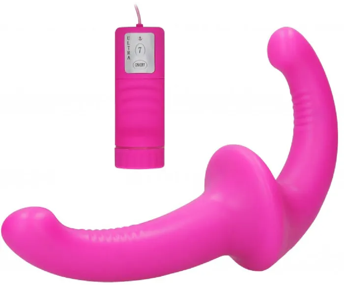 Shots Media Female Sex Toys Vibrating Silicone Strapless StrapOn Pink