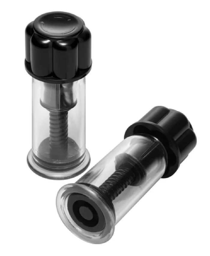 XR Brands Anal Black Max Powerful Twist Nipple Suckers Silver