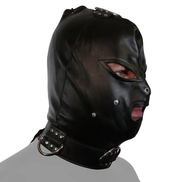 53X Anal UNTAMED BLACK FAUX LEATHER STRAP HOOD