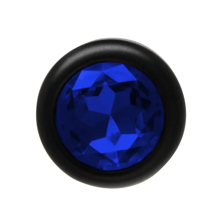 BUM FUN Anal BOTTOM JEWELS BLACK ALLOY W BLUE JEWEL SMALL PLUG