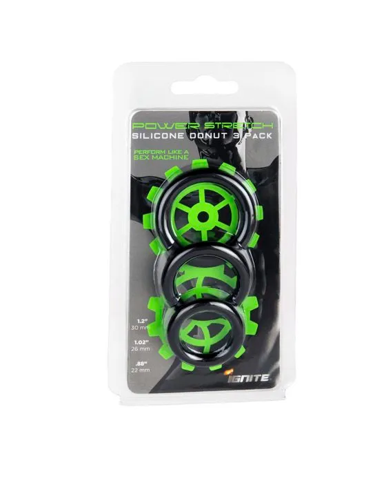 Anal SI Novelties Silicone Stretchy Rings Black 3 Pack