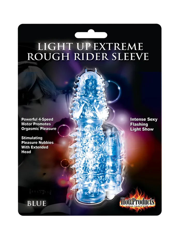 Light Up Vibrating Pleasure Sleeve Blue HOTT Products Vibrators