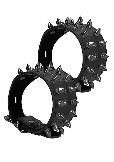 Ouch Skulls Bones Ankle Cuffs With Spikes Black SHOTS AMERICA Couples