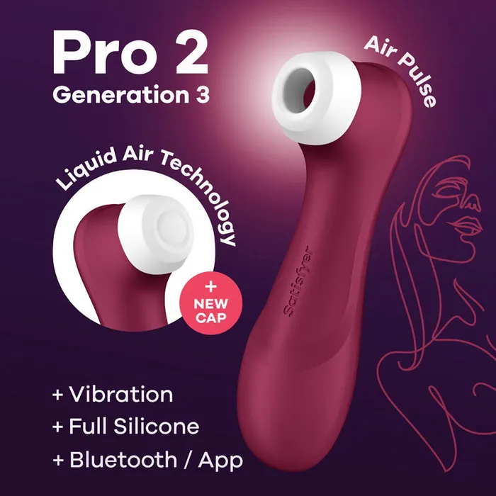 Satisfyer Pro 2 Gen 3 App Control Clitoral Stimulator Wine Red Satisfyer Vibrators Satisfyer Pro 2 Gen 3 App Control Clitoral Stimulator Wine Red Satisfyer Vibrators