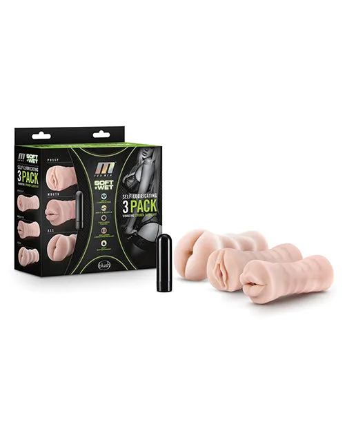 Blush Male Sex Toys Blush M for Men Self Lubricating Vibrating Stroker Sleeve Kit Vanilla Pack of 3 Blush Male Sex Toys Blush M for Men Self Lubricating Vibrating Stroker Sleeve Kit Vanilla Pack of 3