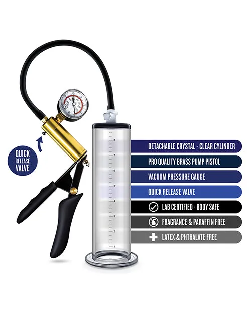 Blush Performance Vx6 Vacuum Penis Pump Wbrass Pistol Pressure Gauge Blush Male Sex Toys