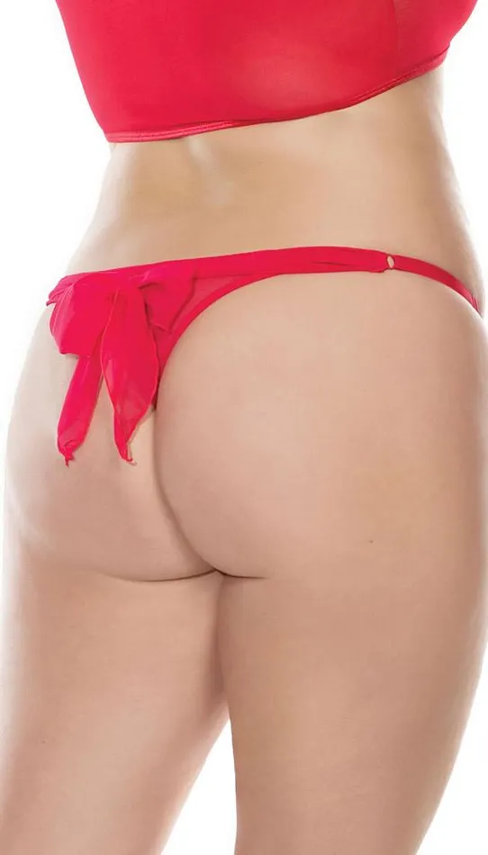 Coquette Vibrators Seductive Red Bow Back Thong Panty
