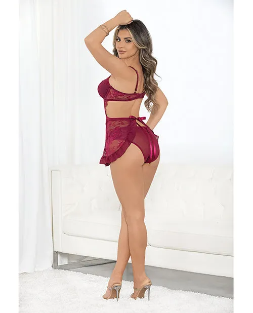 Floral Eyelash Lace Apron Wine Escante Couples