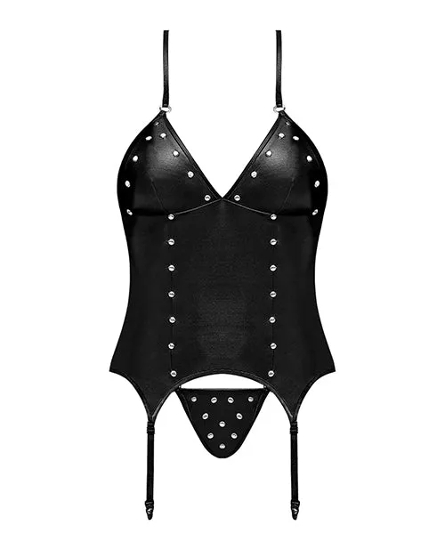 Lust Fetish Wear Anal Lust Madame Corset Wmetal Garters Gstring Black