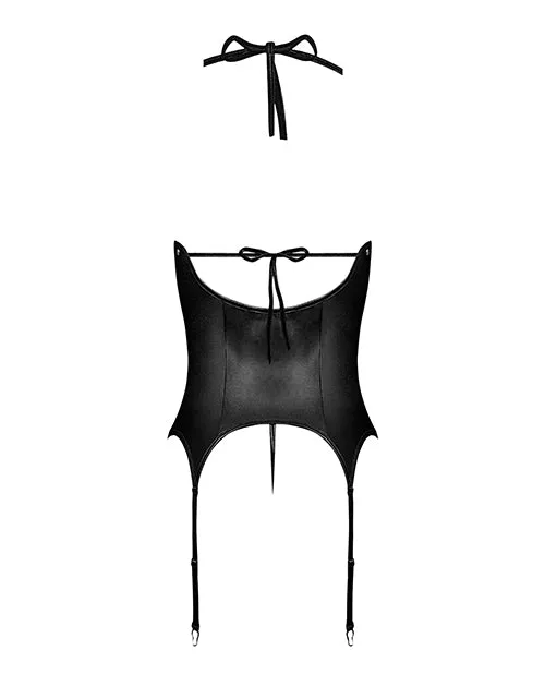 Lust Fetish Wear Anal Lust Madame Corset Wmetal Garters Gstring Black