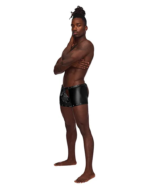 Male Power Anal Fetish Poseidon Nylon Spandex Tear Off Cup Thong Short Black