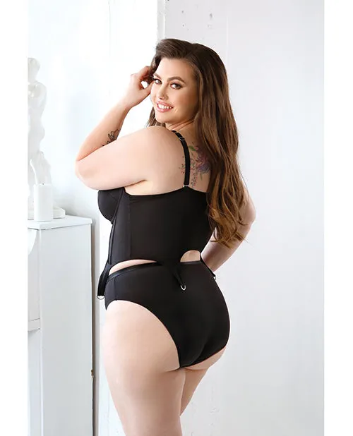 Vibrators Fantasy Lingerie Curve Sloan Cropped Bustier Top Panty Black