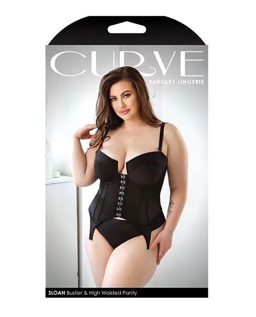 Vibrators Fantasy Lingerie Curve Sloan Cropped Bustier Top Panty Black