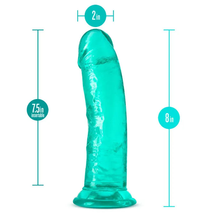Anal Blush B Yours Plus By Blush Roar N Ride Realistic Teal 8Inch Long Dildo With Suction Cup Base