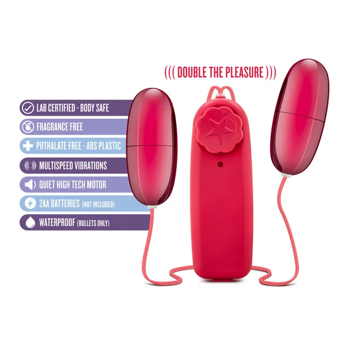 B Yours By Blush Double Pop Egg Cerise 2Inch Vibrating Egg Blush Vibrators