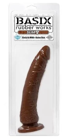 Basix Rubber Works Slim 7 Brown Dong Pipedream Products Dildos