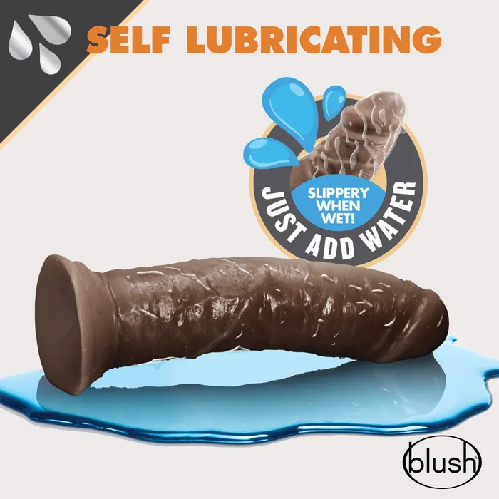 Blush Dildos Dr Skin Glide By Blush Realistic Chocolate 8Inch Long SelfLubricating Dildo With Suction Cup Base
