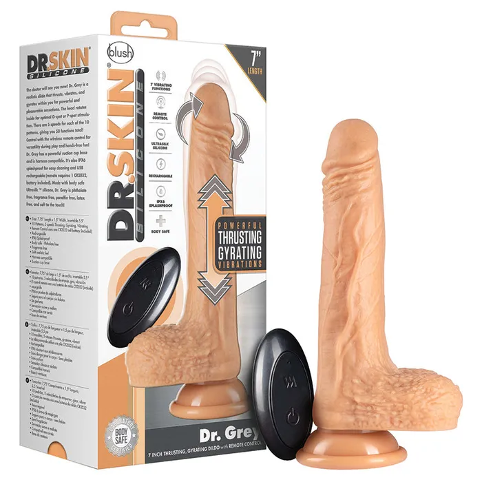 BLUSH Dr Skin Silicone Dr Grey Thrusting DildoVanilla 7 Dildos