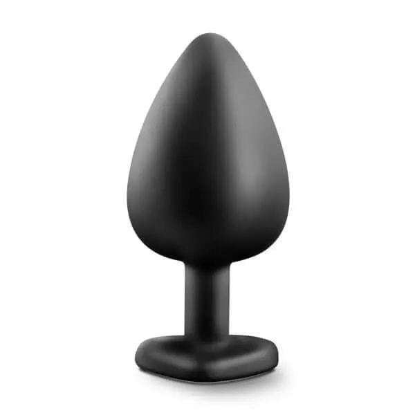 Blush Novelties Anal Temptasia Bling Plug Large Black Heart Base with Faux Gem BodySafe Silicone