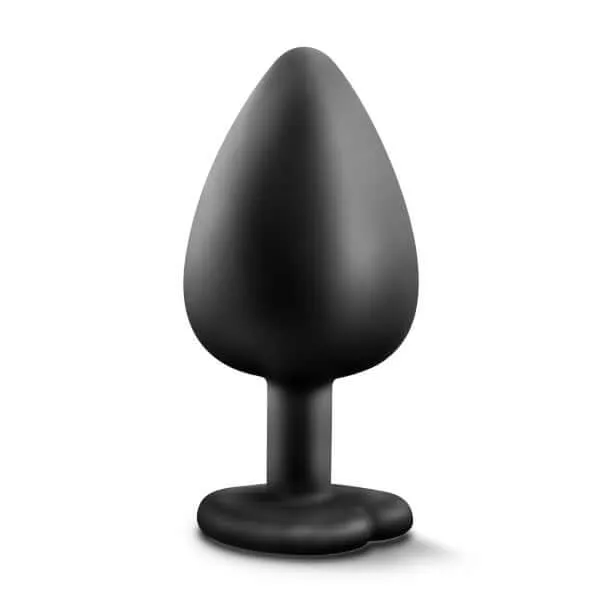 Blush Novelties Anal Temptasia Bling Plug Large Black Heart Base with Faux Gem BodySafe Silicone