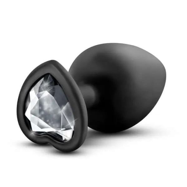 Blush Novelties Anal Temptasia Bling Plug Large Black Heart Base with Faux Gem BodySafe Silicone