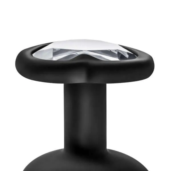 Blush Novelties Anal Temptasia Bling Plug Large Black Heart Base with Faux Gem BodySafe Silicone