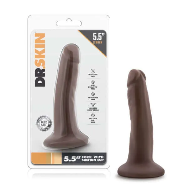Blush Novelties Dildos Dr Skin 55 inches Suction Cup Chocolate Brown Dildo
