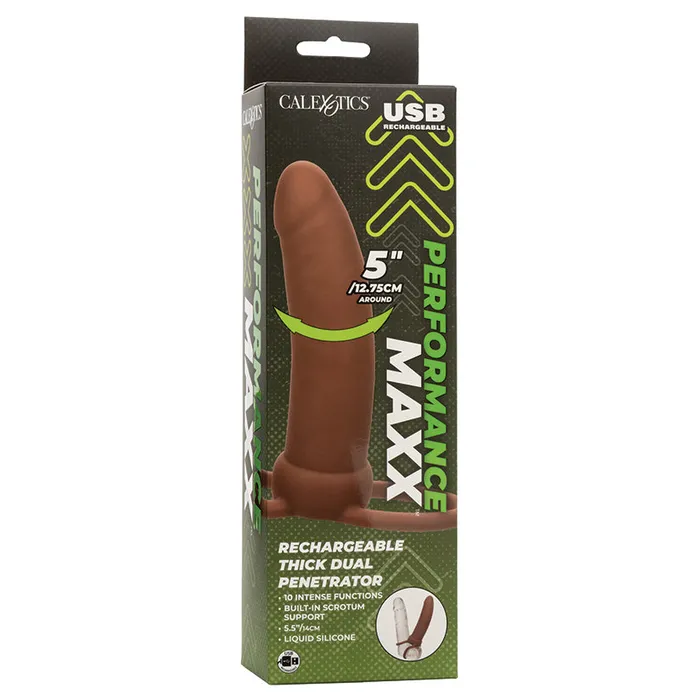 CAL EXOTICS Female Sex Toys Performance Maxx Rechargeable Thick Dual PenetratorBrown CAL EXOTICS Female Sex Toys Performance Maxx Rechargeable Thick Dual PenetratorBrown