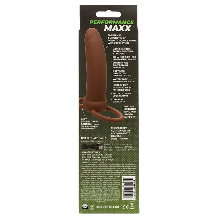 CAL EXOTICS Female Sex Toys Performance Maxx Rechargeable Thick Dual PenetratorBrown