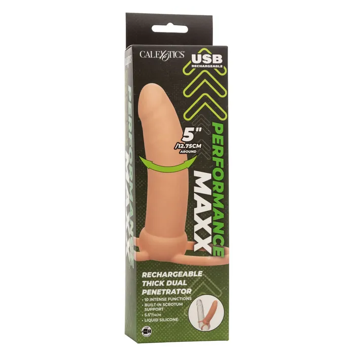 California Exotic Novelties Performance Maxx Rechargeable Thick Dual Penetrator Ivory Amplify Your Double Pleasure Experience Female Sex Toys