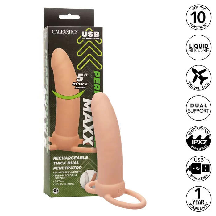 California Exotic Novelties Performance Maxx Rechargeable Thick Dual Penetrator Ivory Amplify Your Double Pleasure Experience Female Sex Toys